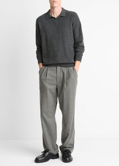 VINCE Men Feed Stripe Plush Cashmere Johnny-Collar Sweater in Cashmere