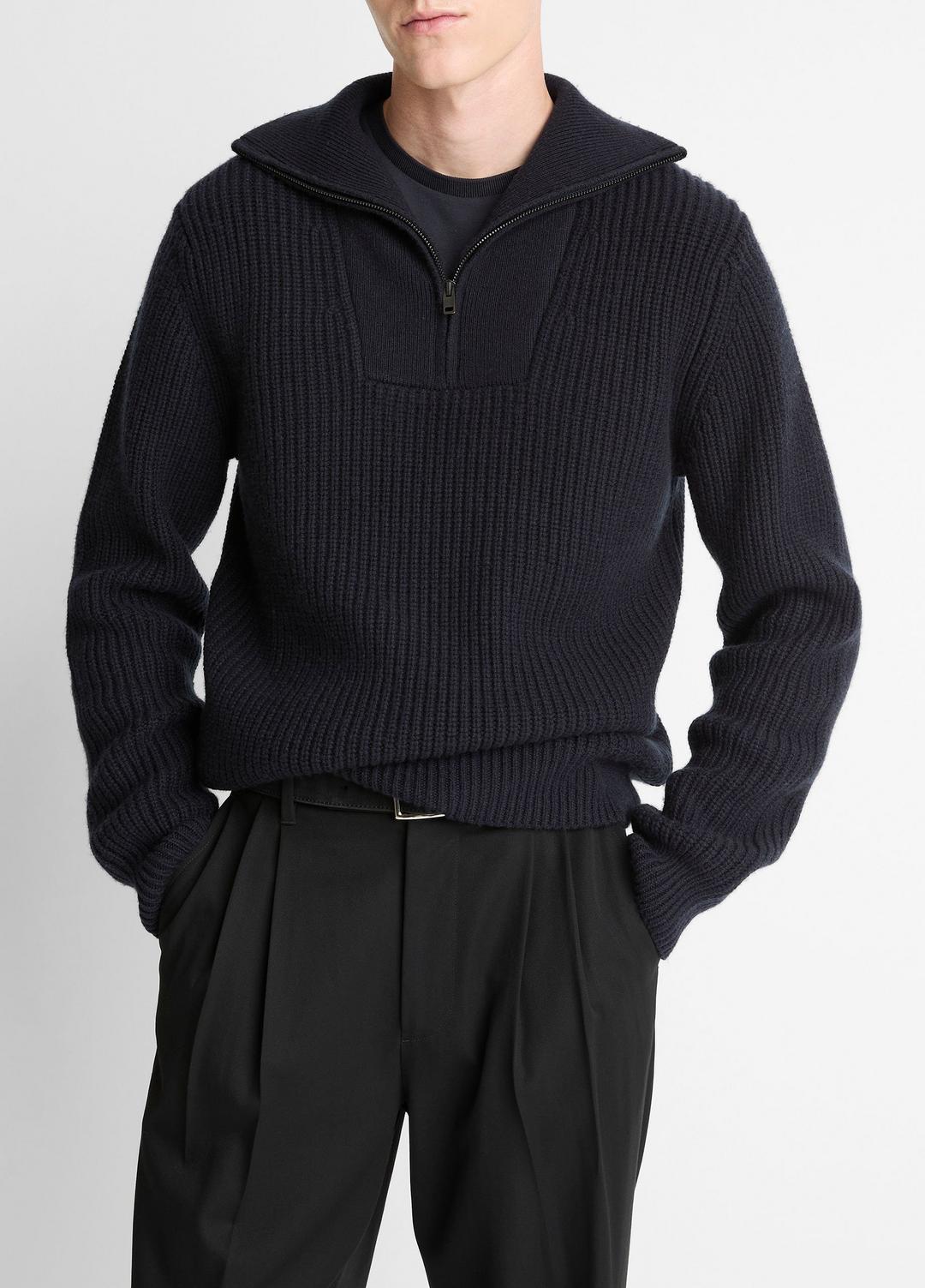 VINCE Men Heirloom Shaker Wool-Cashmere Quarter-Zip Sweater in Quarter Zip