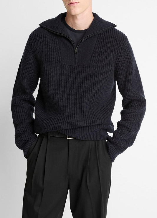 VINCE Men Heirloom Shaker Wool-Cashmere Quarter-Zip Sweater in Quarter Zip