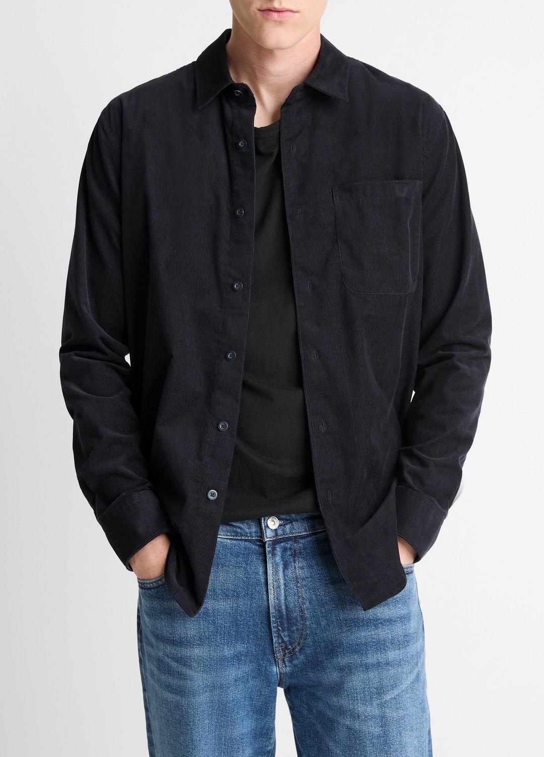 VINCE Men Italian Cotton Corduroy Button-Front Shirt in Long Sleeve