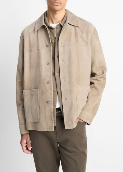 VINCE Men Suede Shirt Jacket in Shirt Jackets