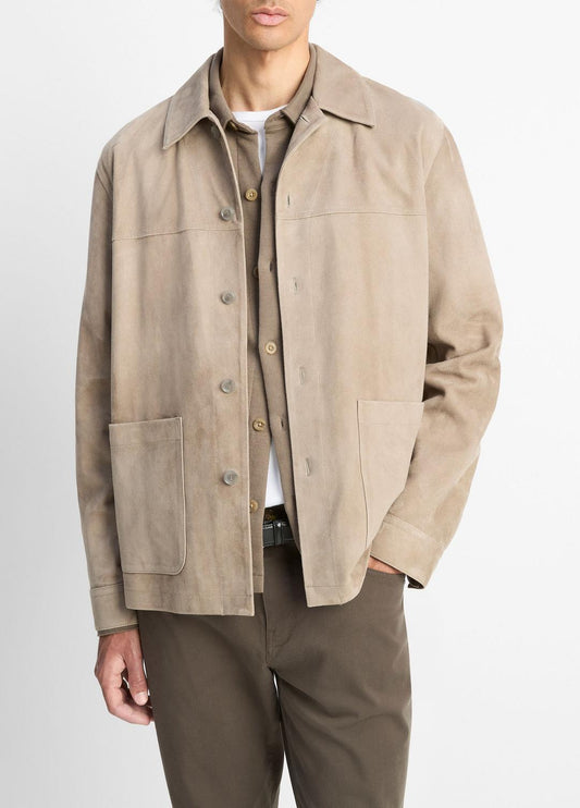 VINCE Men Suede Shirt Jacket in Shirt Jackets