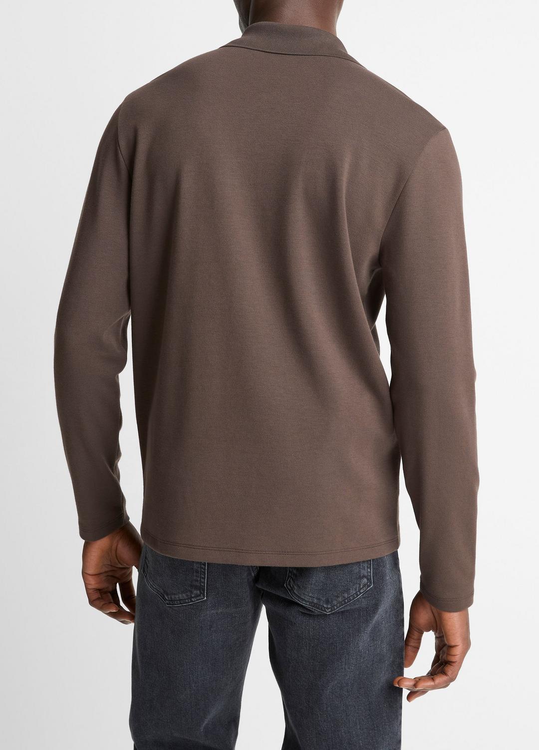 VINCE Men Milano Pima Cotton-Blend Johnny-Collar Shirt in Long Sleeve