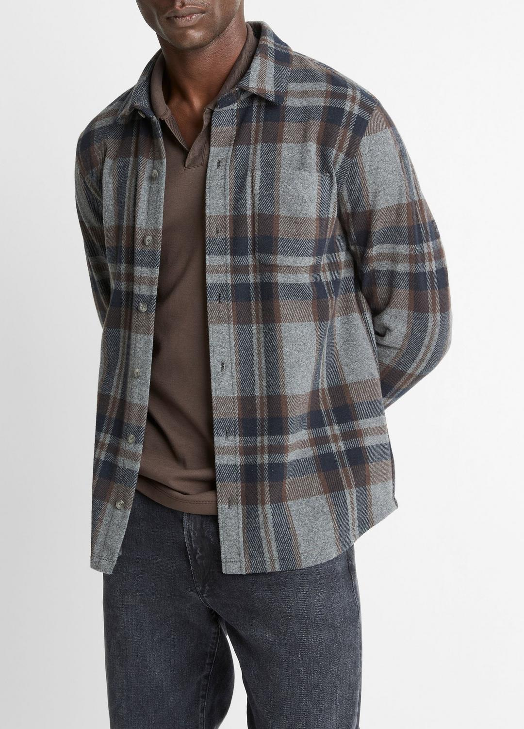 VINCE Men Plaid Cotton-Blend Shirt Jacket in Shirt Jackets