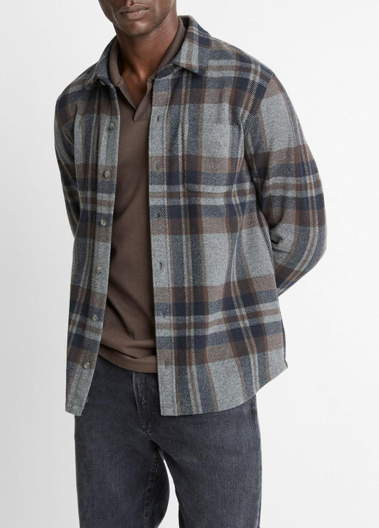 VINCE Men Plaid Cotton-Blend Shirt Jacket in Shirt Jackets