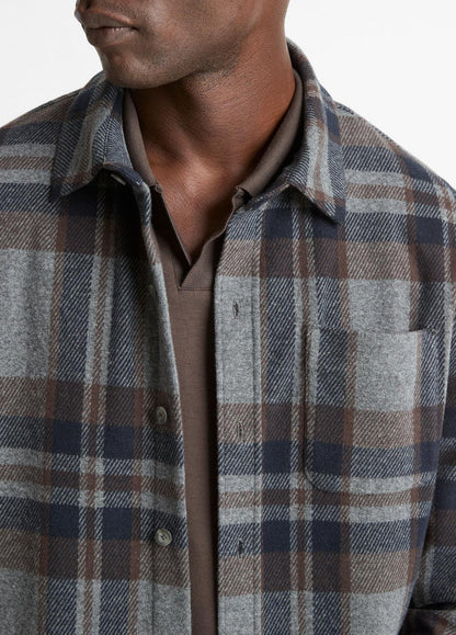 VINCE Men Plaid Cotton-Blend Shirt Jacket in Shirt Jackets