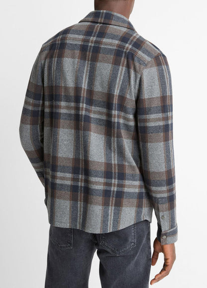 VINCE Men Plaid Cotton-Blend Shirt Jacket in Shirt Jackets