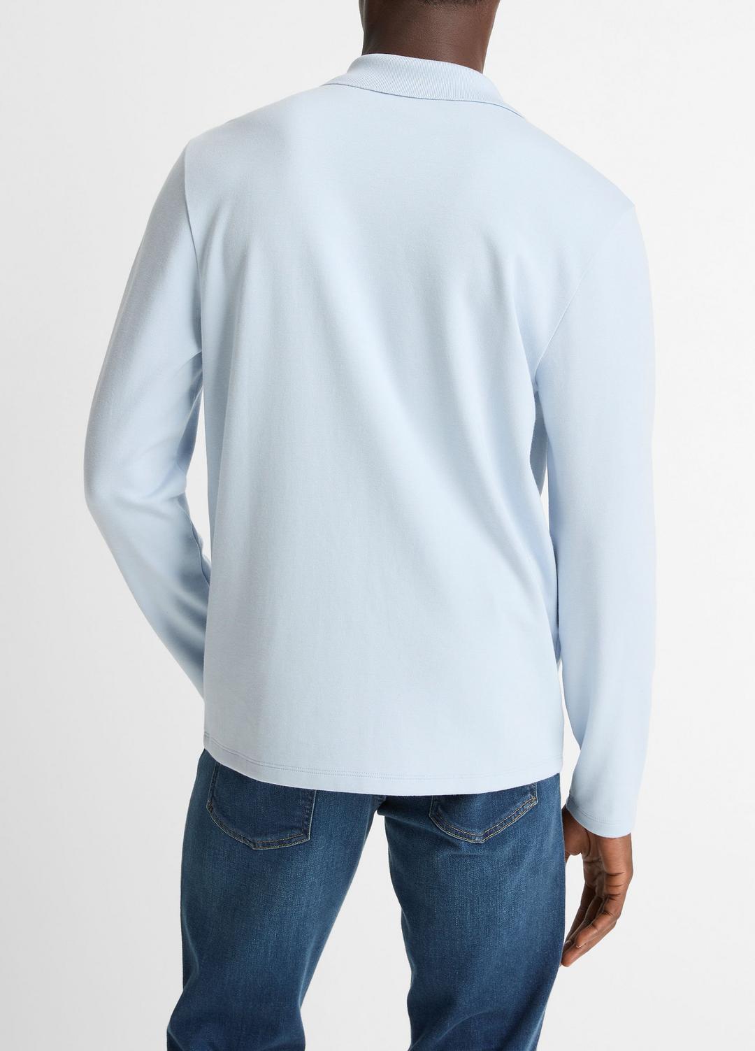 VINCE Men Milano Pima Cotton-Blend Johnny-Collar Shirt in Long Sleeve