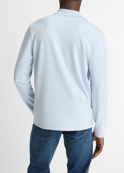 VINCE Men Milano Pima Cotton-Blend Johnny-Collar Shirt in Long Sleeve