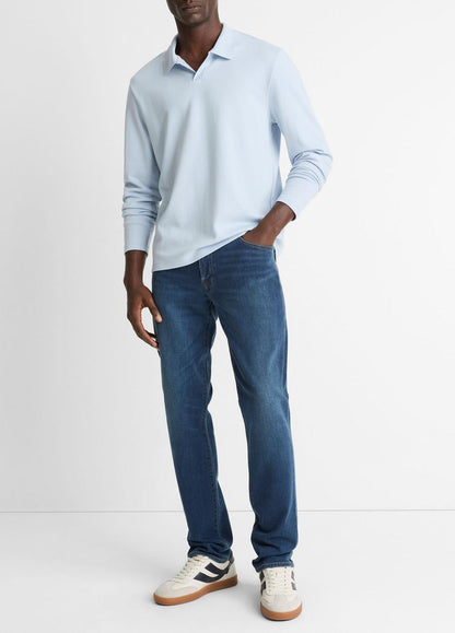 VINCE Men Milano Pima Cotton-Blend Johnny-Collar Shirt in Long Sleeve