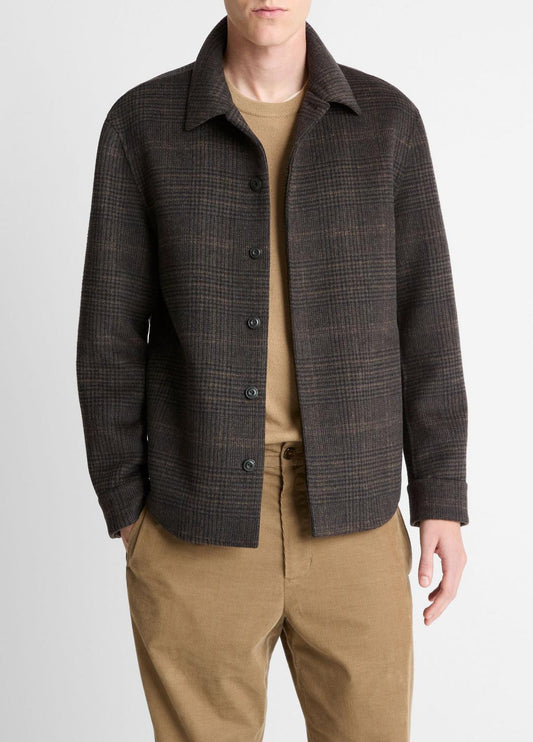 VINCE Men Plaid Splittable Wool-Blend Shirt Jacket in Shirt Jackets