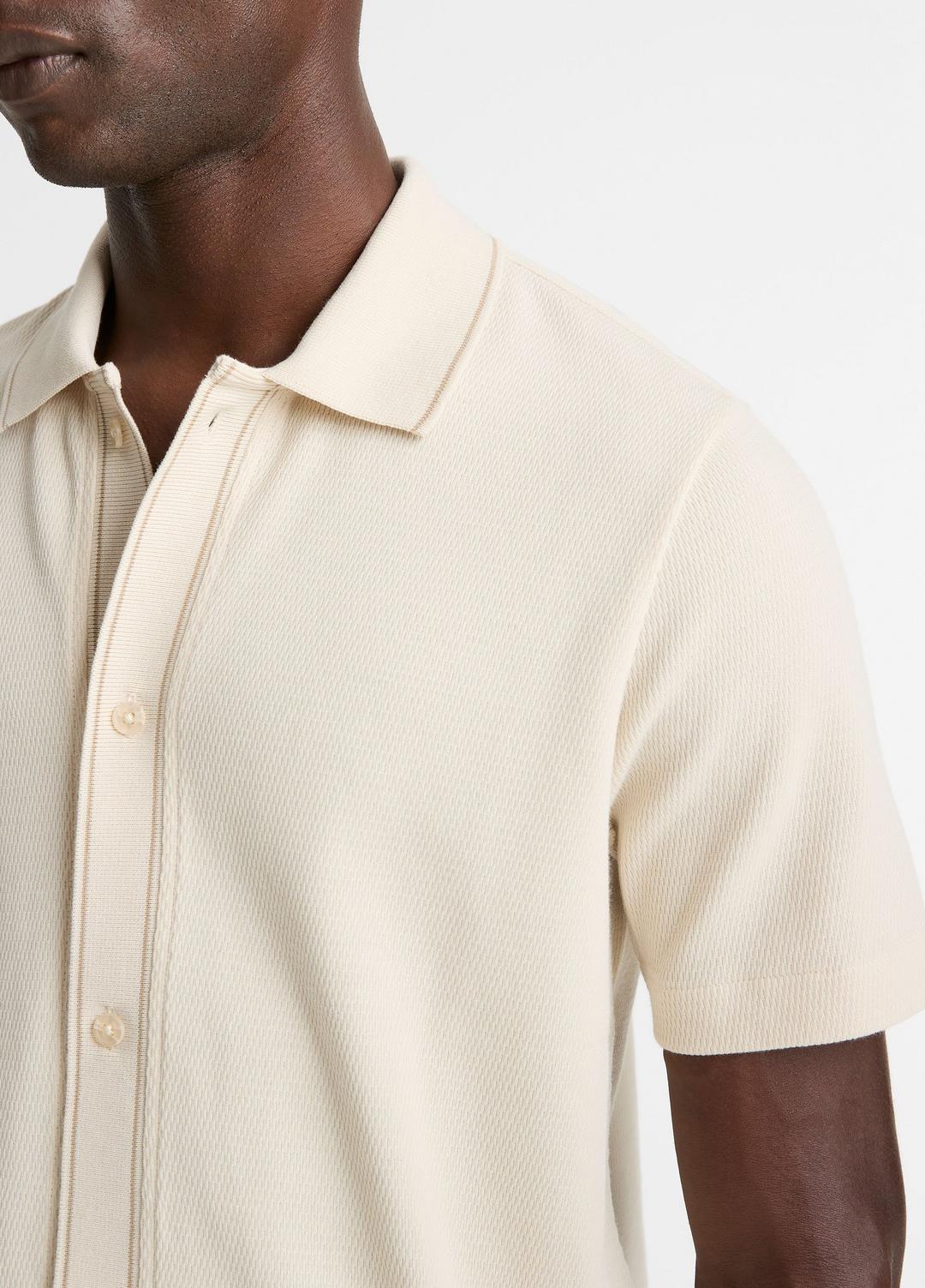 VINCE Men Jacquard-Knit Cotton Short-Sleeve Button-Front Shirt in Short Sleeve