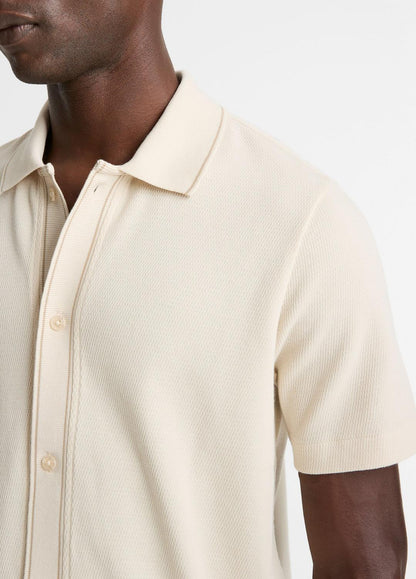 VINCE Men Jacquard-Knit Cotton Short-Sleeve Button-Front Shirt in Short Sleeve