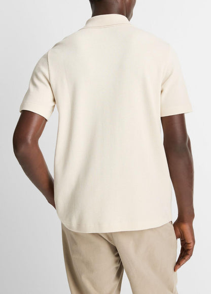 VINCE Men Jacquard-Knit Cotton Short-Sleeve Button-Front Shirt in Short Sleeve