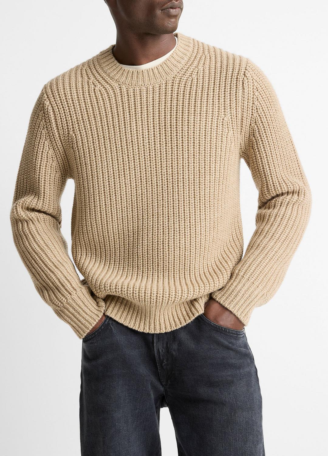 VINCE Men Utility Shaker Merino Wool Sweater in Crew Neck