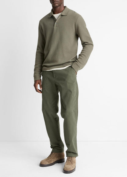 VINCE Men Basket-Weave Cotton Long-Sleeve Polo Shirt in Henleys & Polos