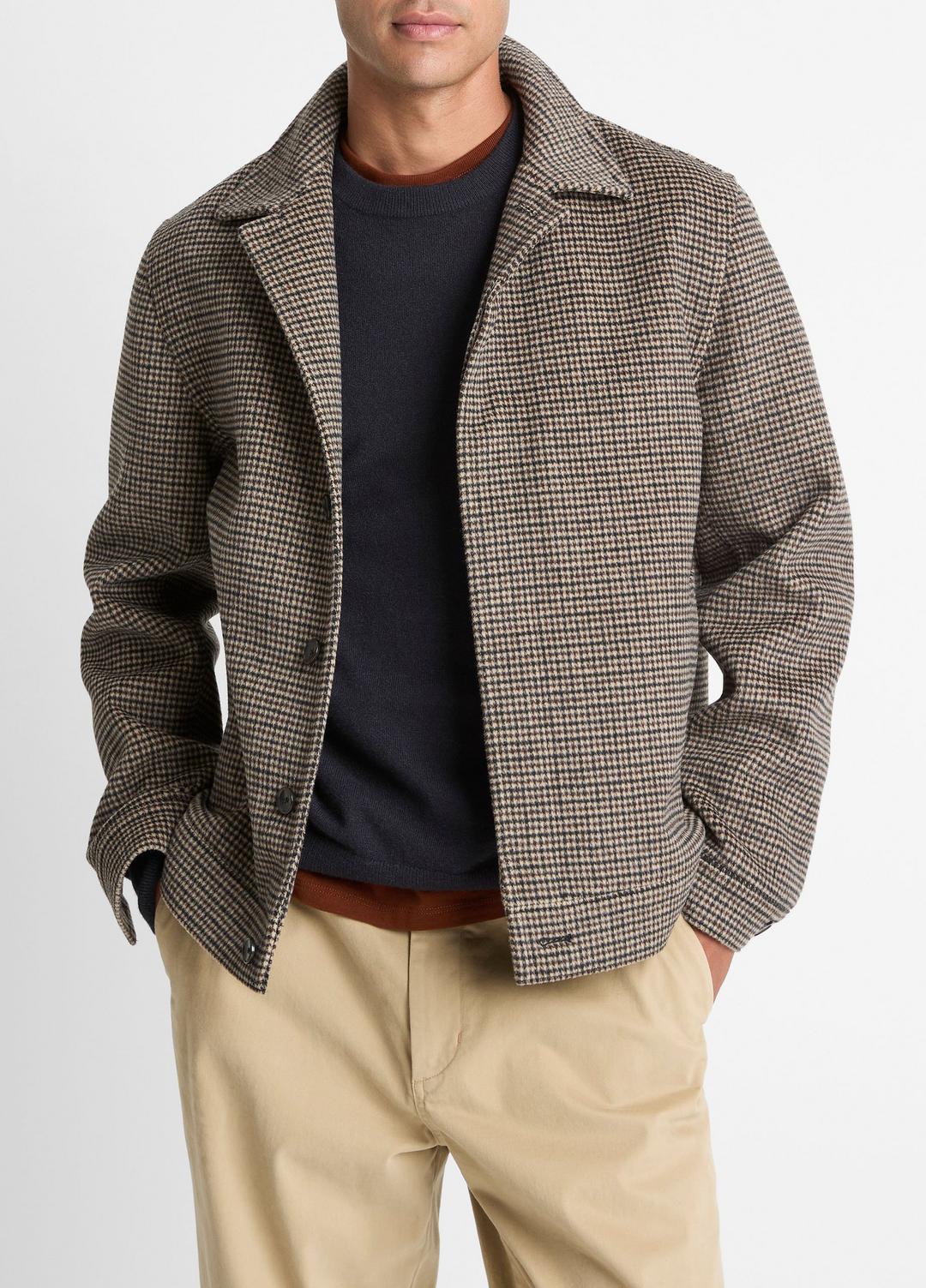 VINCE Men Houndstooth Bomber Jacket in Jackets