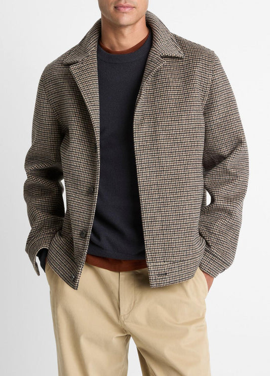 VINCE Men Houndstooth Bomber Jacket in Jackets