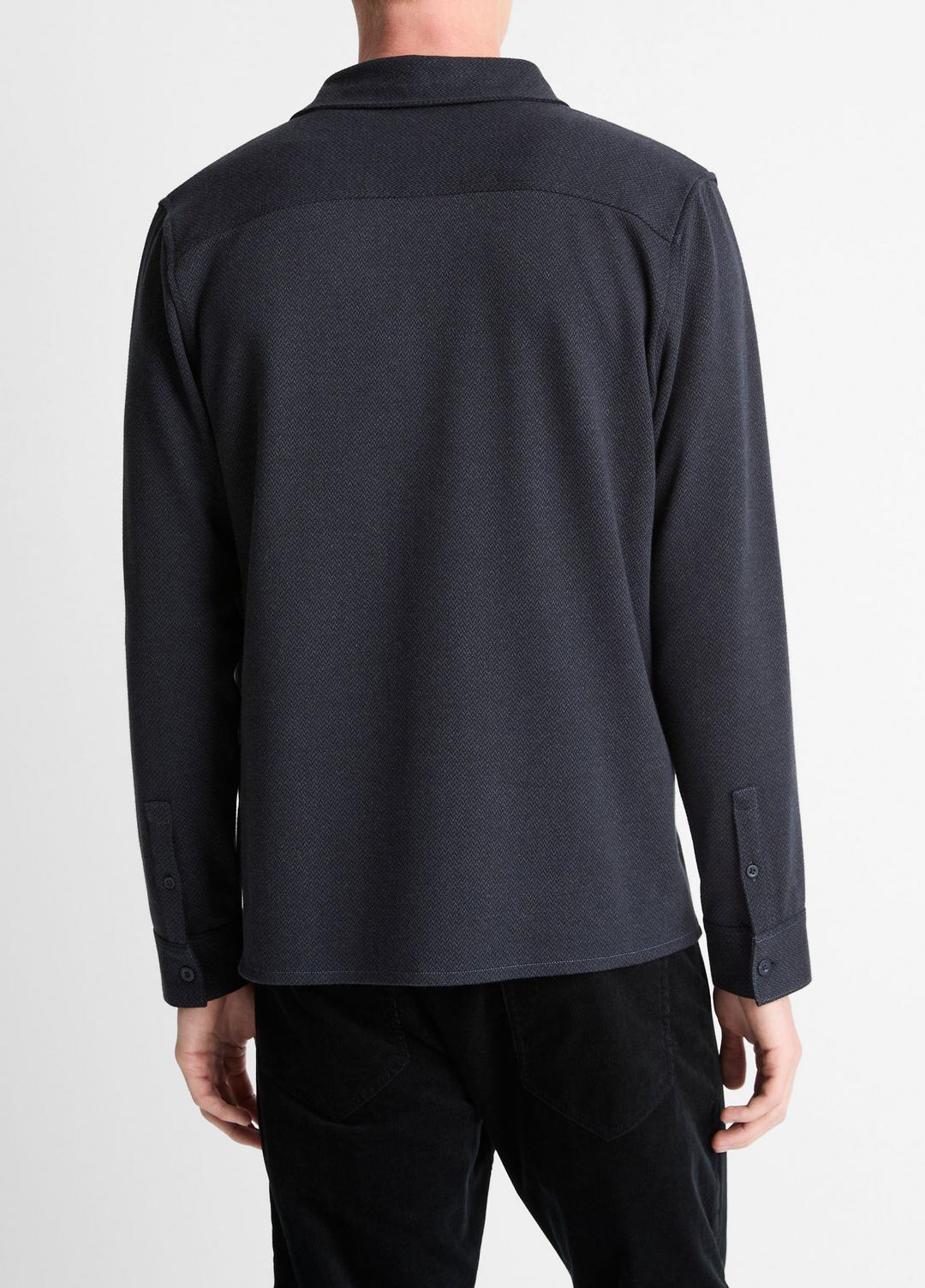 VINCE Men Herringbone Cotton-Blend Button-Front Shirt in Long Sleeve