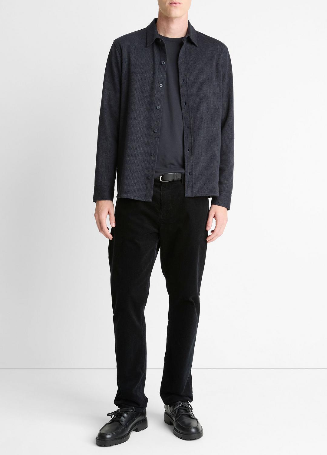 VINCE Men Herringbone Cotton-Blend Button-Front Shirt in Long Sleeve