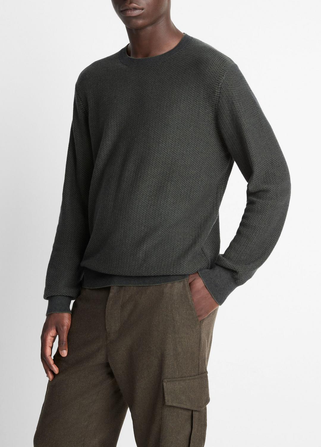 VINCE Men Geo-Jacquard Wool-Blend Crew Neck Sweater in Crew Neck