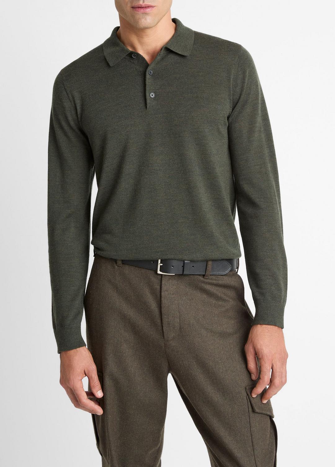 VINCE Men Wool Polo Sweater in Sweaters