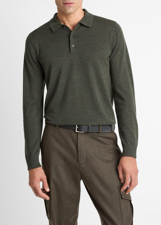 VINCE Men Wool Polo Sweater in Sweaters