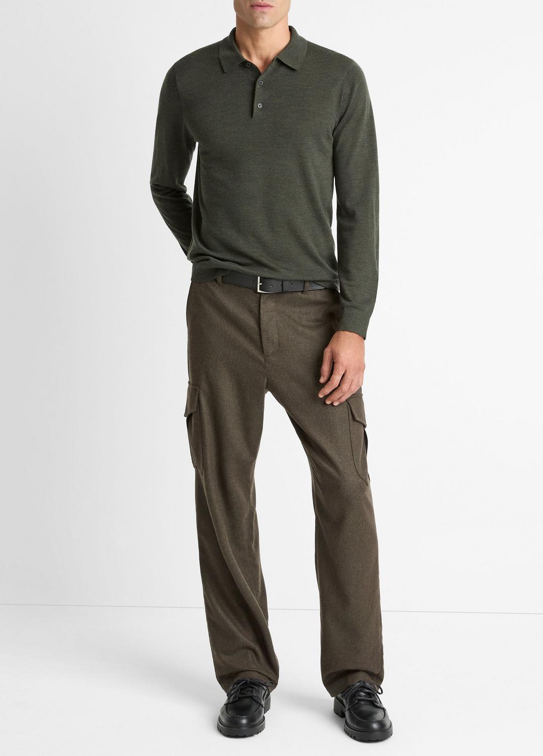 VINCE Men Wool Polo Sweater in Sweaters