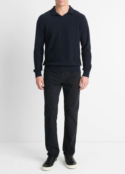 VINCE Men Plush Cashmere Johnny-Collar Polo in Sweaters
