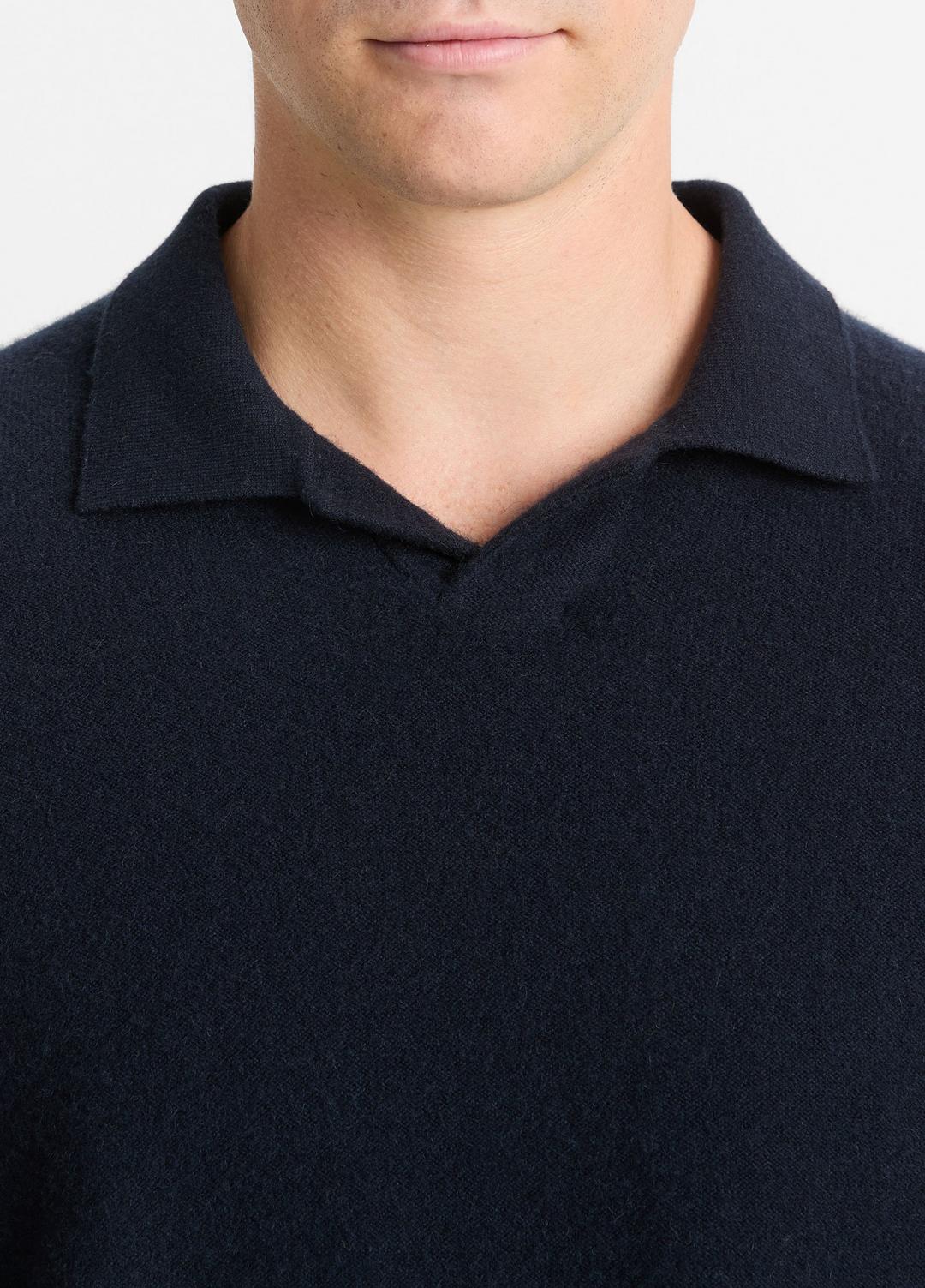 VINCE Men Plush Cashmere Johnny-Collar Polo in Sweaters