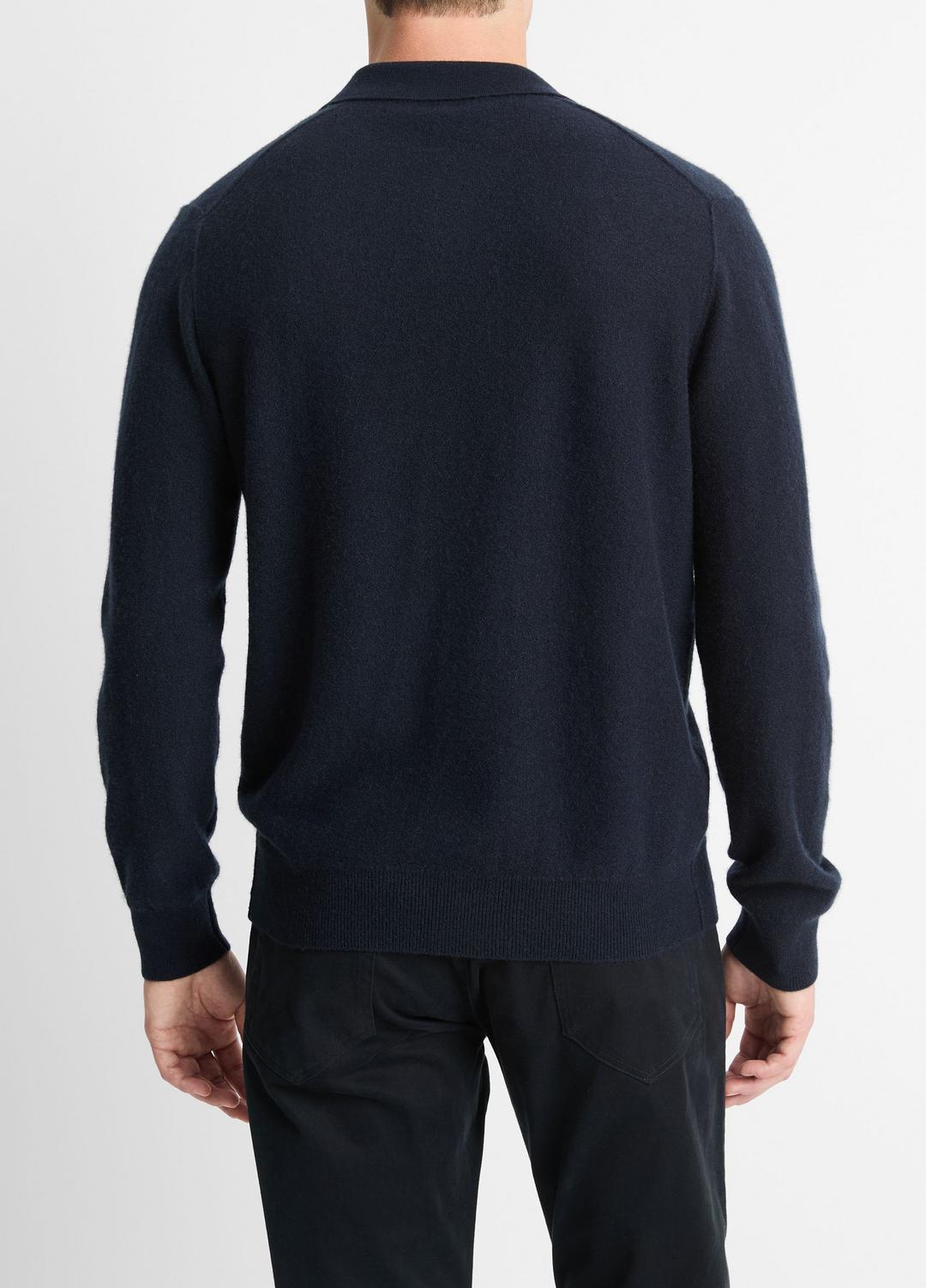 VINCE Men Plush Cashmere Johnny-Collar Polo in Sweaters