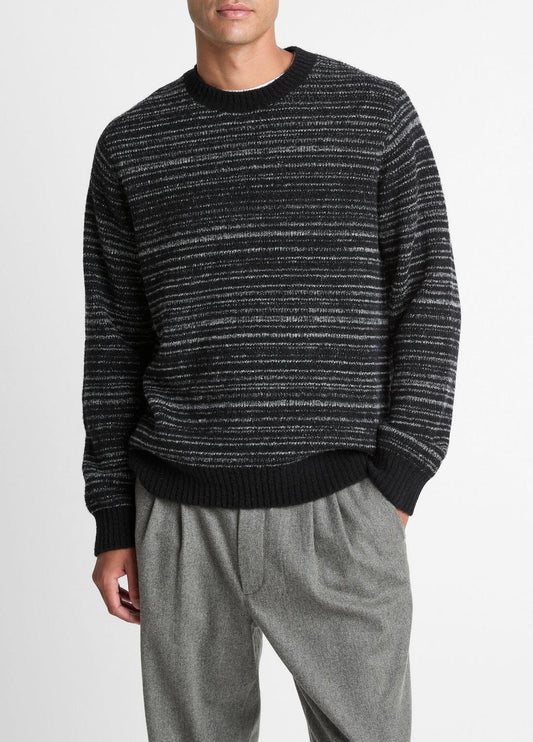 VINCE Men Marled Stripe Merino Wool-Blend Sweater in Crew Neck