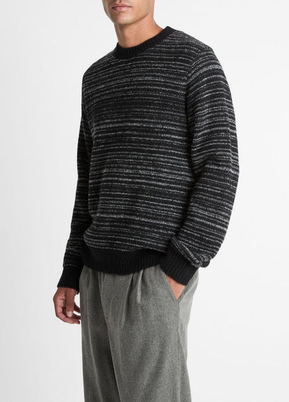 VINCE Men Marled Stripe Merino Wool-Blend Sweater in Crew Neck