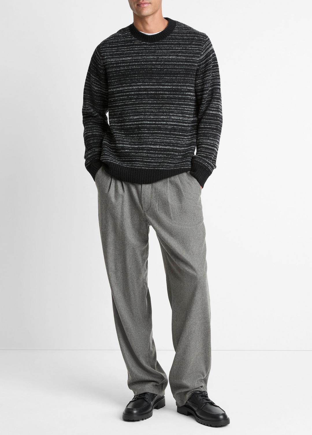 VINCE Men Marled Stripe Merino Wool-Blend Sweater in Crew Neck