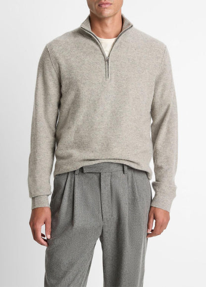 VINCE Men Plush Cashmere Quarter-Zip Sweater in Quarter Zip