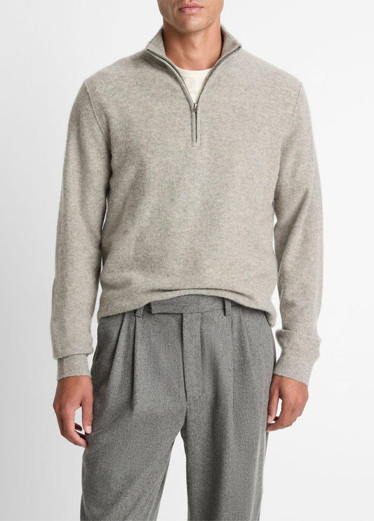 VINCE Men Plush Cashmere Quarter-Zip Sweater in Quarter Zip
