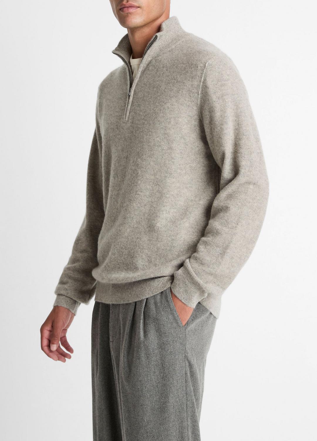 VINCE Men Plush Cashmere Quarter-Zip Sweater in Quarter Zip