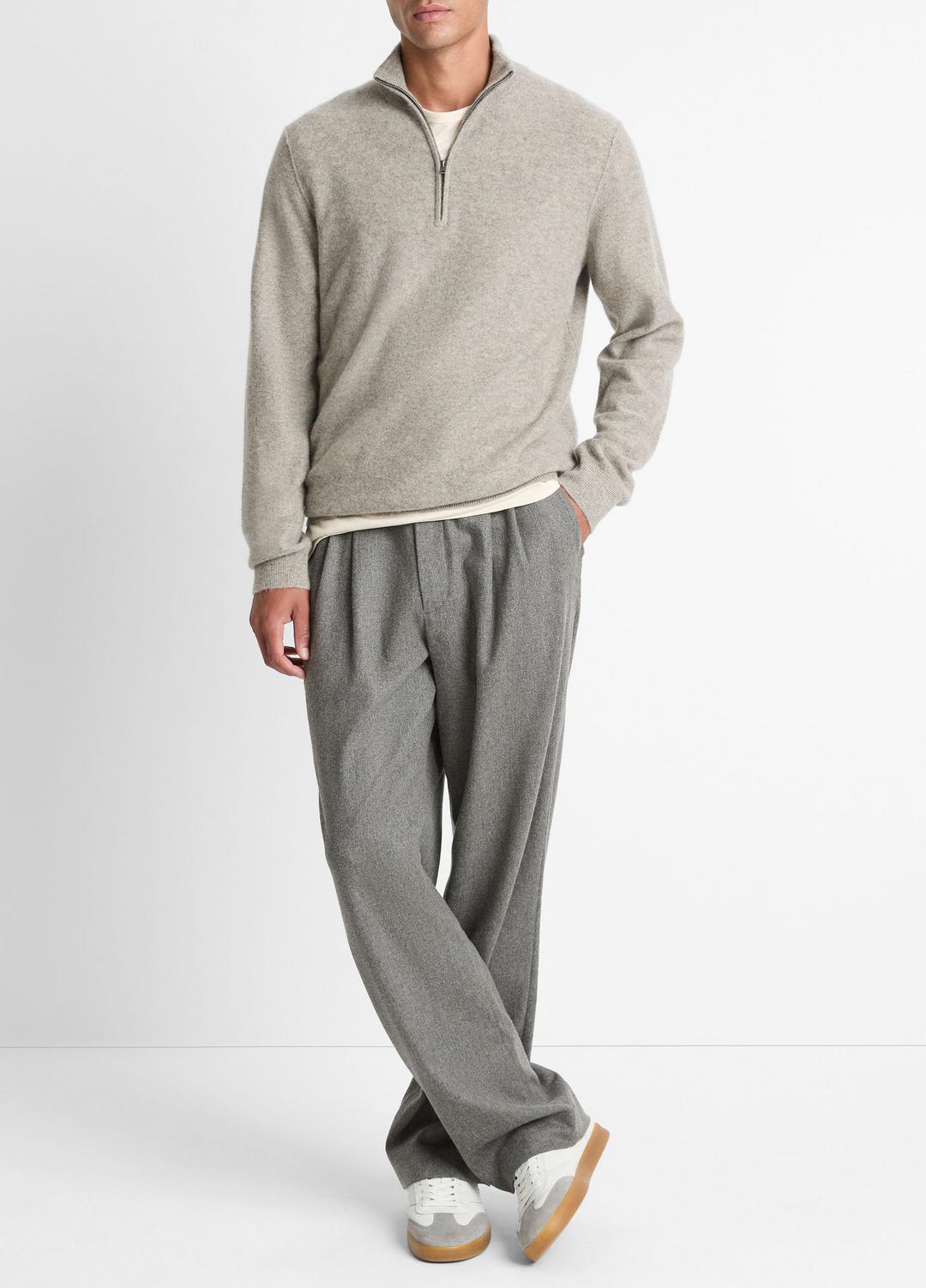 VINCE Men Plush Cashmere Quarter-Zip Sweater in Quarter Zip