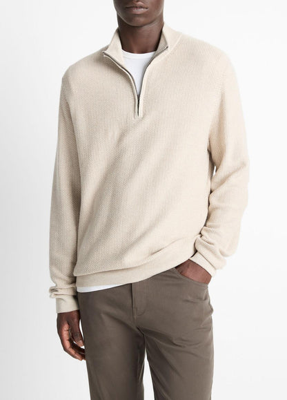 VINCE Men Geo-Jacquard Wool-Blend Quarter-Zip Sweater in Quarter Zip