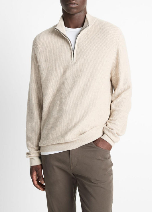 VINCE Men Geo-Jacquard Wool-Blend Quarter-Zip Sweater in Quarter Zip