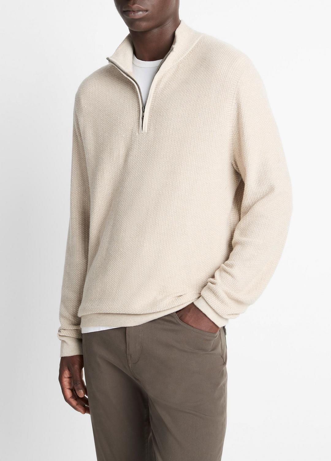 VINCE Men Geo-Jacquard Wool-Blend Quarter-Zip Sweater in Quarter Zip