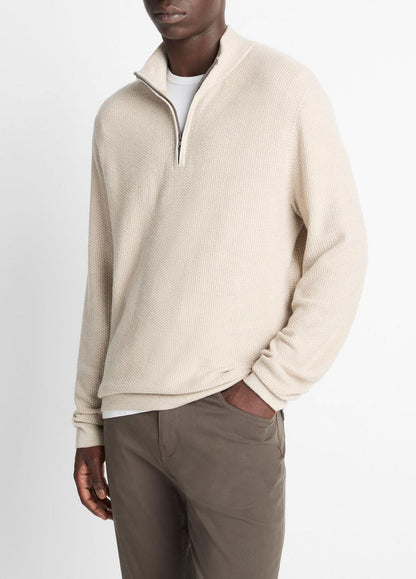VINCE Men Geo-Jacquard Wool-Blend Quarter-Zip Sweater in Quarter Zip