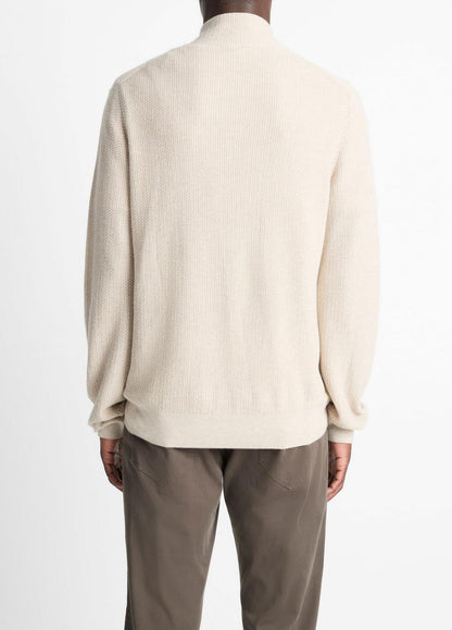 VINCE Men Geo-Jacquard Wool-Blend Quarter-Zip Sweater in Quarter Zip