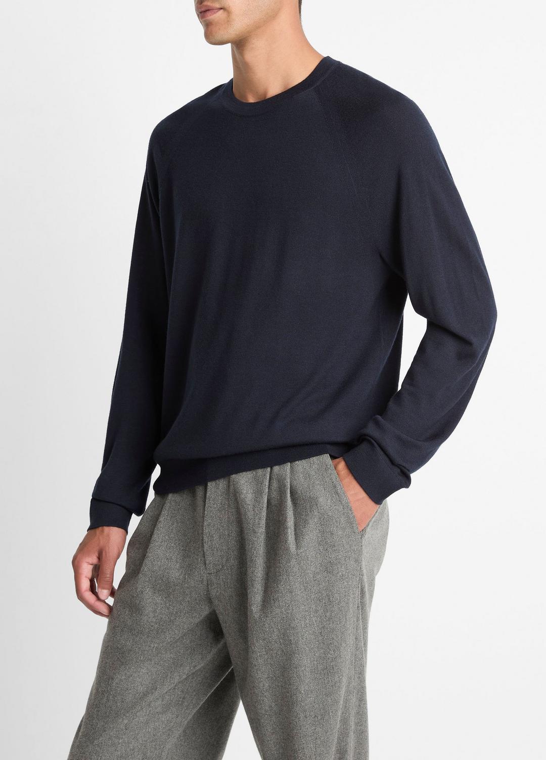VINCE Men Featherweight Wool-Cashmere Crew Neck Sweater in Crew Neck