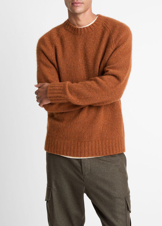 VINCE Men Donegal Cashmere Raglan-Sleeve Sweater in Crew Neck