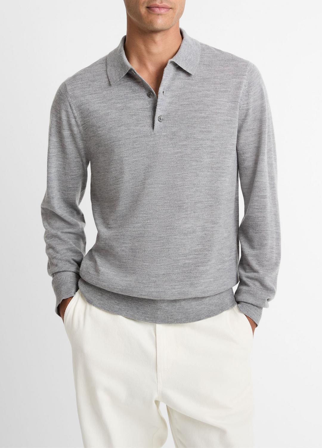 VINCE Men Wool Polo Sweater in Sweaters