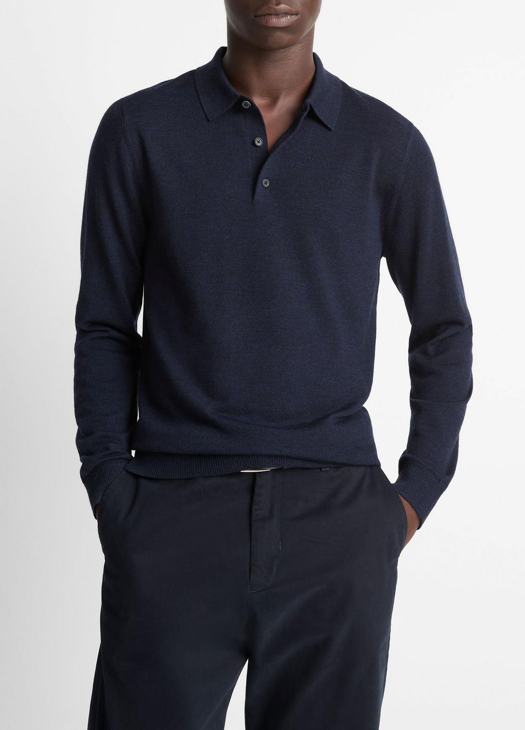 VINCE Men Wool Polo Sweater in Sweaters