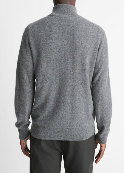 VINCE Men Plush Cashmere Quarter-Zip Sweater in Quarter Zip