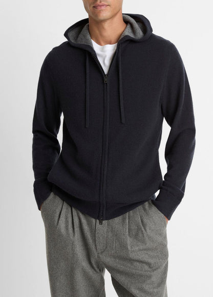 VINCE Men Cashmere Zip-Front Hoodie in Cashmere