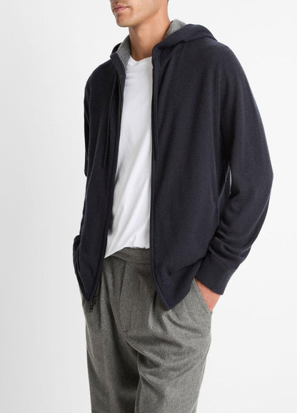 VINCE Men Cashmere Zip-Front Hoodie in Cashmere